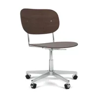 audo - chaise de bureau co task - chêne foncé/lxhxp 65,5x78,5x65,5cm/structure aluminium poli