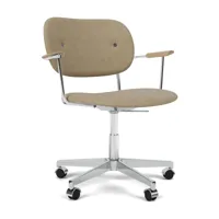 audo - chaise de bureau co task avec accourdoirs tissu - beige/tissu audo bouclé 02/lxhxp 65,5x79,5x65,5cm/structure aluminium poli