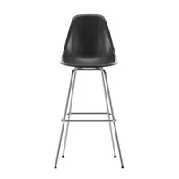 vitra - chaise de bar haute eames fiberglass chromé - gris éléphant/assise fibre de verre/structure acier chromé/lxhxp 47x120x54cm/ avec patins en feu