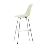 vitra - chaise de bar haute eames fiberglass chromé - parchemin /assise fibre de verre/structure acier chromé/lxhxp 47x120x54cm/ avec patins en feutre