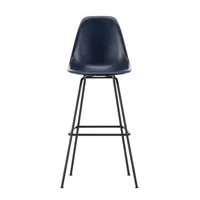 vitra - chaise de bar haute eames fiberglass basic dark - bleu marine/assise fibre de verre/structure acier revêtu par poudre/lxhxp 47x120x54cm/ avec 