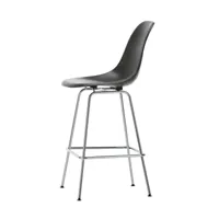 vitra - chaise de bar haute eames fiberglass chromé - gris éléphant/assise fibre de verre/structure acier chromé/lxhxp 47x108x53,5cm/ avec patins en f