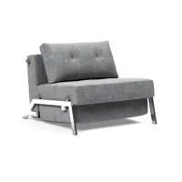 innovation - fauteuil cubed 90 chrome - clair gris/étoffe 565 twist granite/lxhxp 95x79x103cm/structure acier chromé