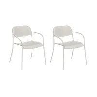 blomus - set de 2 fauteuil de jardin yua - soie grise/revêtement en zinc/lxhxp 60x77x60cm/avec patins en plastique/charge maximale 110 kg