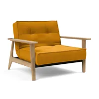 innovation - fauteuil splitback frej chêne - jaune/étoffe 507 elegance burned curry/structure acier noire/accoudoirs/pieds en chêne laqué