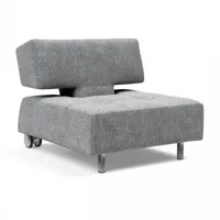 innovation - fauteuil long horn deluxe excess - gris/tissu 565 twist granite/lxhxp 85x74x93cm/pieds acier inoxydable