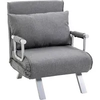 homcom fauteuil chauffeuse canapé-lit convertible dossier réglable sur 5 positions 2 accoudoirs coussin déhoussable pour salon bureau chambre gris