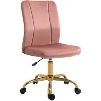 vinsetto fauteuil  chaise de bureau design contemporain pivotant 360° ergonomique dossier incurvé hauteur réglable revêtement velours rose et doré
