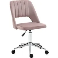 vinsetto fauteuil chaise de bureau design contemporain pivotante 360° ergonomique hauteur réglable revêtement velours 49 x 60 x 91 cm rose