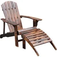 outsunny fauteuil de jardin adirondack chaise longue chaise plage avec repose-pied bois de pin normes fsc 
