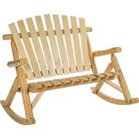 outsunny fauteuil de jardin adirondack à bascule 2 places rocking chair style néo-rétro assise dossier ergonomique bois naturel de pin