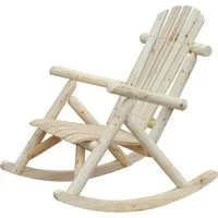 outsunny fauteuil de jardin adirondack à bascule rocking chair style néo-rétro assise dossier ergonomique bois naturel de pin