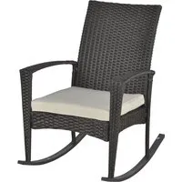 outsunny fauteuil à bascule rocking chair avec coussin d’assise déhoussable dim. tot. canapé 130l x 72l x 93h cm chocolat