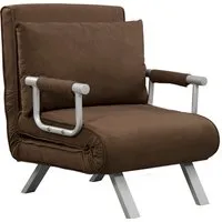 homcom fauteuil chauffeuse canapé-lit convertible 1 place déhoussable grand confort coussin pieds accoudoirs métal suède marron