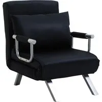 homcom fauteuil chauffeuse canapé-lit convertible 1 place déhoussable grand confort coussin pieds accoudoirs métal suède noir