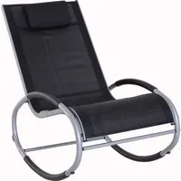 outsunny fauteuil chaise longue à bascule design contemporain alu. polyester 120 x 61 x 88 cm noir