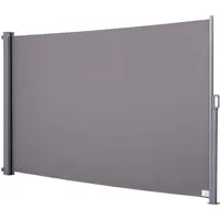 outsunny store latéral brise-vue paravent rétractable dim. 3l x 2h m alu. polyester anti-uv haute densité 280 g/m² gris
