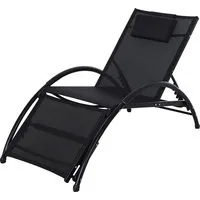 outsunny chaise longue inclinable bain de soleil design contemporain inclinable réglable structure robuste en aluminium 66l x 152l x 81h cm noir