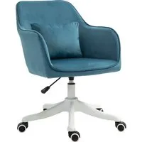 homcom chaise de bureau velours fauteuil bureau massant coussin lombaire intégré hauteur réglable pivotante 360° bleu