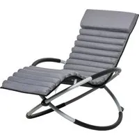 outsunny fauteuil transat à bascule chaise longue pliable design contemporain textilène daim artificiel matelas lavable 145 x 74 x 86 cm gris foncé