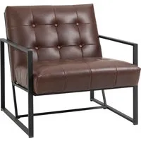 homcom fauteuil lounge chesterfield assise dossier capitonnés structure métal noir revêtement synthétique chocolat