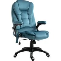 vinsetto fauteuil de bureau massant avec 6 points de massage par vibration hauteur réglable dossier inclinable 67 x 67 x 116-126 cm bleu