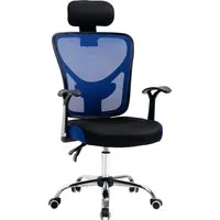 vinsetto fauteuil de bureau chaise manager  pivotante ergonomique dossier inclinable hauteur réglables tissu maille 62 x 67 x 118 cm noir et bleu