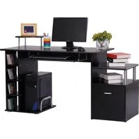 homcom bureau informatique table pour ordinateur table meuble pc informatique en mdf noir 152 x 60 x 88 cm