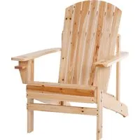 outsunny fauteuil de jardin adirondack en bois forme ergonomique résistant aux intempéries charge max 150 kg 72,5 x 97 x 93 cm naturel