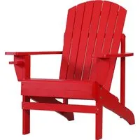 outsunny fauteuil de jardin adirondack en bois forme ergonomique résistant aux intempéries charge max 150 kg 72,5 x 97 x 93 cm rouge