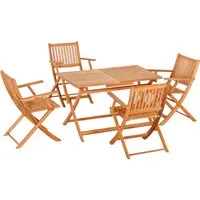 outsunny ensemble 1 table et 4 chaises pliantes de jardin en bois 5 pièces pour 4 pers - accoudoirs - dim. 120l x 70l x 72h cm - peuplier