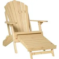 outsunny fauteuil de jardin adirondack pliable avec repose-pied intégré en bois de pin