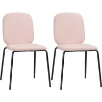 homcom lot de 2 chaises de salle à manger chaise de cuisine design moderne en tissu aspect lin et piètement métal 50 x 56 x 83 cm noir