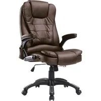 homcom fauteuil de bureau direction pivotant massant chauffant électrique revêtement synthétique brun