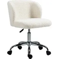 homcom fauteuil chaise de bureau sans accoudoir en toison d'agneau hauteur réglable pivotant à 360 ° charge max. 120 kg blanc   aosom france