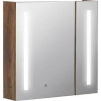 kleankin armoire murale miroir lumineux led salle de bain 2 portes avec 3 niveaux 70 x 15 x 65 cm aspect bois