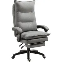 homcom fauteuil de bureau direction massant hauteur réglable dossier inclinable repose-pied intégré toile de lin gris chiné