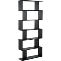 homcom bibliothèque étagère meuble d'étagère zig zag design contemporain 80l x 23l x 192h cm 6 niveaux noir