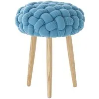 blue knitted stool