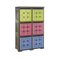 tontarelli - colonne h.125 avec 6 cubes de rangement en plastique coloré, pour usage intérieur et extérieur. pratique, solide et polyvalent.