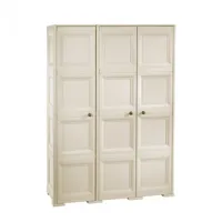 tontarelli - armoire 3 portes h.164 avec portes en plastique effet bois pour l&apos;intérieur et l&apos;extérieur. pratique, solide et polyvalent.
