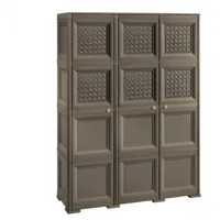 tontarelli - armoire 3 portes perforées h.164 avec portes en plastique effet bois pour usage intérieur et extérieur. pratique, solide et poly