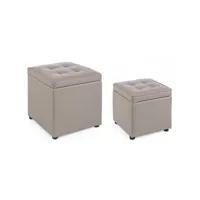 contemporary style - set2 pouf cont. bellville dove grey, buy with confidence from arredinitaly