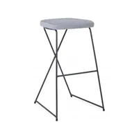 contemporary style - bar stool kinsley grigio velvet - en ligne par arredinitaly (2 pezzi)