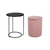 contemporary style - set2 annika antique pink coffee table-pouf, home decorating ideas from arredinitaly