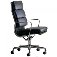 fauteuil de bureau pivotant tapissé 542 avec structure en aluminium chromé et mouvement oscillant et réglable en hauteur