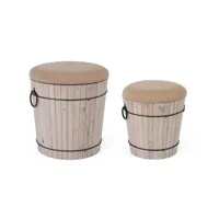 contemporary style - set2 pouf contenitore botte to nat