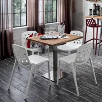la primavera - table carrée zoe contract, solution pour les bars et les restaurants avec base en métal et plateau en bois vintage (5 pezzi)
