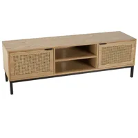 macabane - meuble tv 2 portes rotin marceau - 147x40x47 cm