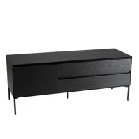macabane - meuble tv 1 porte 2 tiroirs maxendre noir - 130x45x52 cm